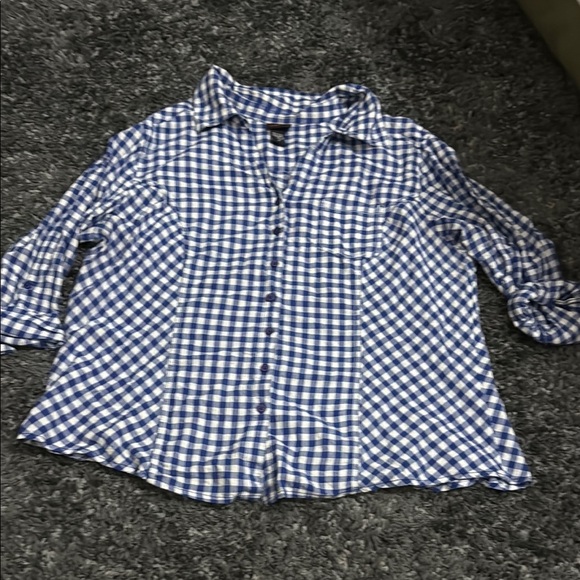 Torrid Blue and White Checkered Button Down Shirt - Picture 1 of 2
